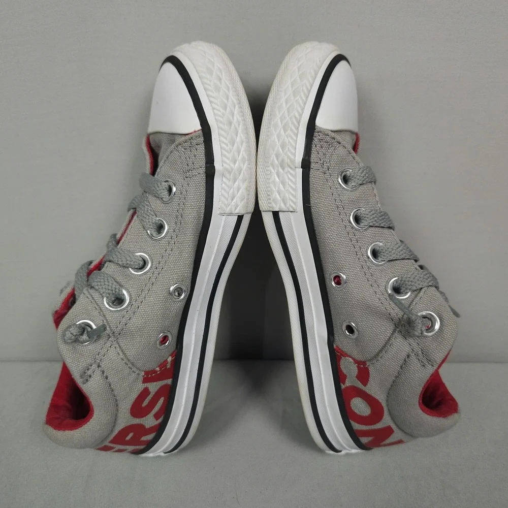 Converse Chuck Taylor All Star Low Shoes Junior Boy Size 12 Gray Red Canvas